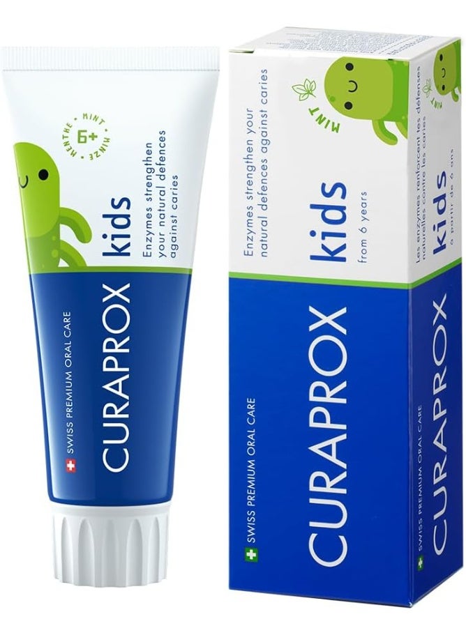 CURAPROX Kids Mint Flavour Toothpaste Fresh Mint Flavor For Children 6+ Enriched With Fluoride Gentle On Teeth Isls Free & Mi